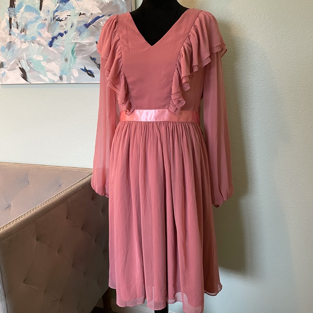 NWT Rachel Parcell Pink Ruffle Midi Dress